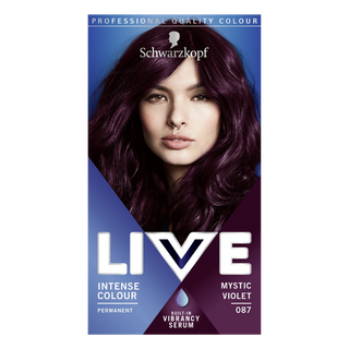 Schwarzkopf LIVE 087 mystic violet permanent hair dye for rich violet color and glossy salon shine