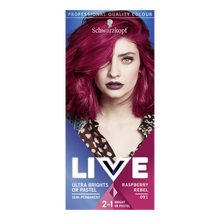 schwarzkopf live 091 raspberry rebel semi permanent ultra brights hair color bold raspberry pink fashion dye for creative styling and festivals