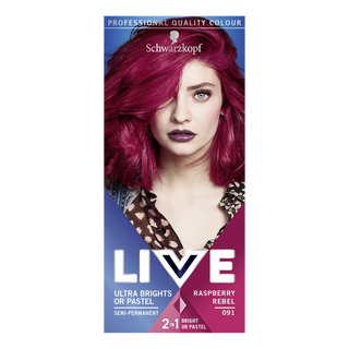 schwarzkopf live 091 raspberry rebel semi permanent ultra brights hair color bold raspberry pink fashion dye for creative styling and festivals