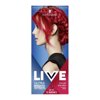 schwarzkopf live 092 pillar box red semi permanent ultra brights hair color intense red fashion dye for bold and creative styling