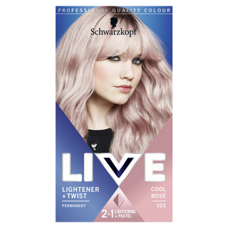 Schwarzkopf LIVE 101 cool rose permanent hair dye for soft rose pink color and glossy salon shine