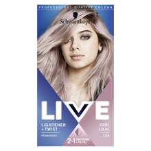 Schwarzkopf LIVE 104 cool lilac permanent hair dye for soft pastel lilac color and glossy salon shine