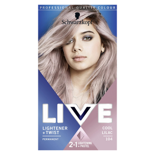 Schwarzkopf LIVE 104 cool lilac permanent hair dye for soft pastel lilac color and glossy salon shine