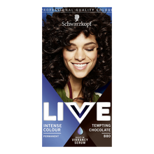 Schwarzkopf LIVE 880 tempting chocolate permanent hair dye for rich chocolate brown color and glossy salon shine