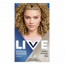 Schwarzkopf LIVE B16 honey blonde permanent hair dye for warm golden blonde color and glossy salon shine