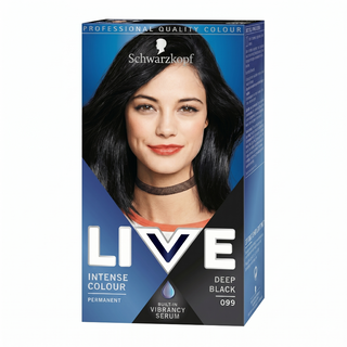 schwarzkopf live deep black permanent intense rich black hair dye for shine and grey coverage