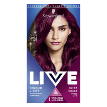 Schwarzkopf LIVE L76 ultra violet permanent hair dye for vibrant bold violet color and glossy salon shine