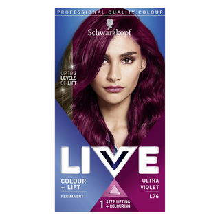 Schwarzkopf LIVE L76 ultra violet permanent hair dye for vibrant bold violet color and glossy salon shine