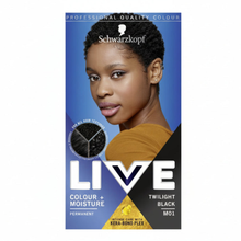 Schwarzkopf LIVE M01 twilight black permanent hair color for deep smoky black salon quality results