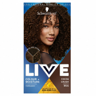 Schwarzkopf LIVE M06 cocoa crush permanent hair dye for deep cocoa brown shiny salon quality results