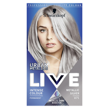Schwarzkopf LIVE U71 metallic silver permanent hair dye for cool silver blonde salon quality shine