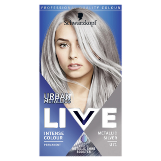 Schwarzkopf LIVE U71 metallic silver permanent hair dye for cool silver blonde salon quality shine