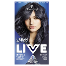 Schwarzkopf LIVE U73 smokey steel permanent silver blonde hair dye for bold smoky salon quality results