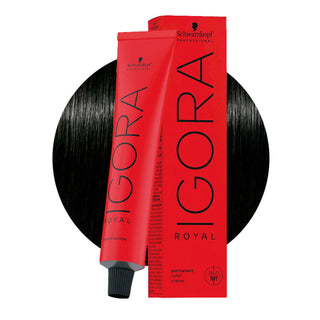 Schwarzkopf Professional IGORA ROYAL 1-0 Black Hair Colour 60ml for intense black color, gray coverage, and professional salon results.
