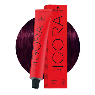 Schwarzkopf Professional IGORA ROYAL 5-99 Extra Light Violet Brown Hair Colour 60ml for vibrant violet brown color, gray coverage, and salon results.