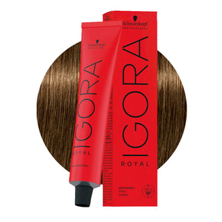 Schwarzkopf Professional IGORA ROYAL 6-4 Dark Beige Blonde Hair Colour 60ml for soft beige blonde color, gray coverage, and salon results.