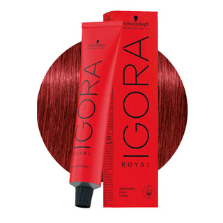 Schwarzkopf Professional IGORA ROYAL 6-88 Extra Red Dark Blonde Hair Colour 60ml for intense red blonde color, gray coverage, and salon results.