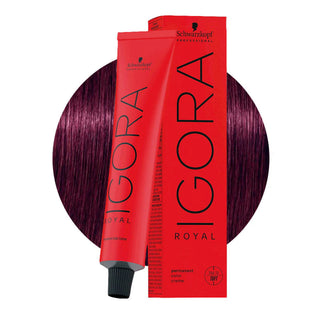 Schwarzkopf Professional IGORA ROYAL 6-99 Extra Violet Dark Blonde Hair Colour 60ml for intense violet blonde color, gray coverage, and salon results.