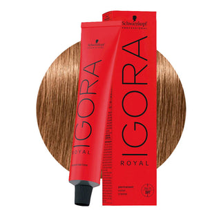Schwarzkopf Professional IGORA ROYAL 7-77 Extra Copper Medium Blonde Hair Colour 60ml for intense copper blonde color, gray coverage, and salon results.