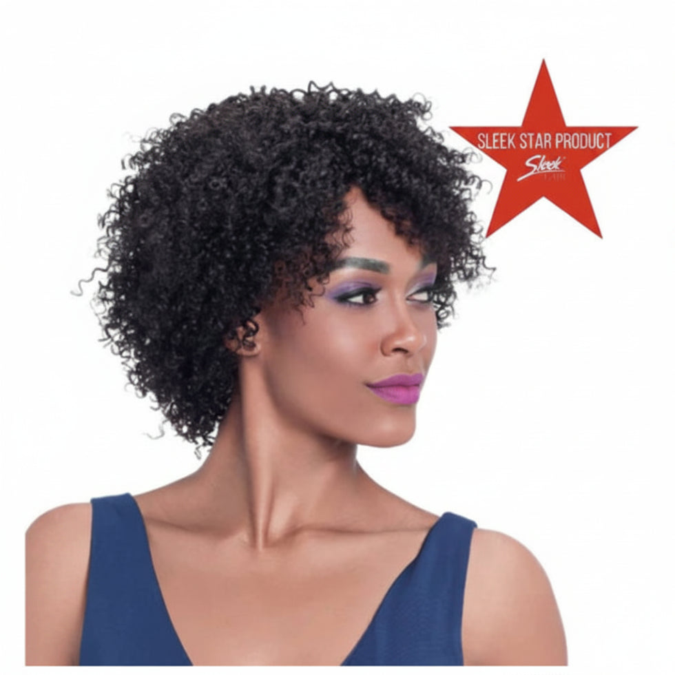 Sleek Virgin Gold Acsa human hair wig premium straight cut black hair style box pack