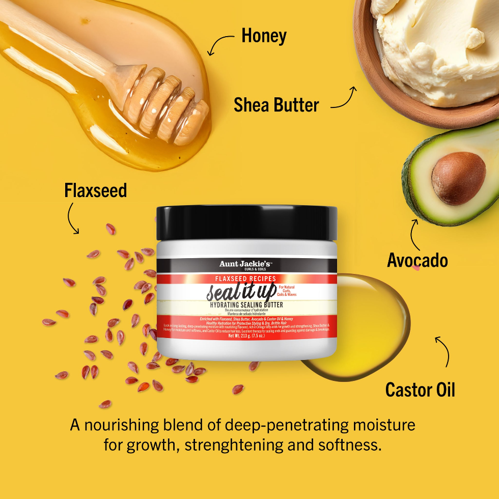 aunt jackies seal it up sealing butter 7.5oz hydrating moisture therapy hair care frizz control curls