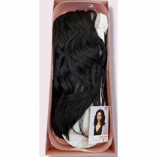 Sensational synthetic lace wig teased midi layered volume natural look