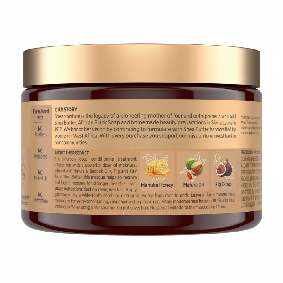 Shea moisture manuka honey mafura oil hair masque intensive hydration repair treatment 11.5oz