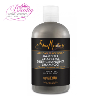 Shea Moisture African Black Soap Bamboo Charcoal Deep Cleansing Shampoo 13oz | Detox & Nourish Hair