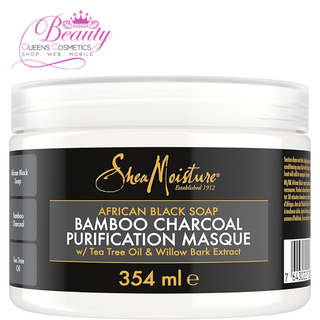 Shea Moisture African Black Soap Bamboo Charcoal Purification Masque 12oz | Detox & Hydrate Hair
