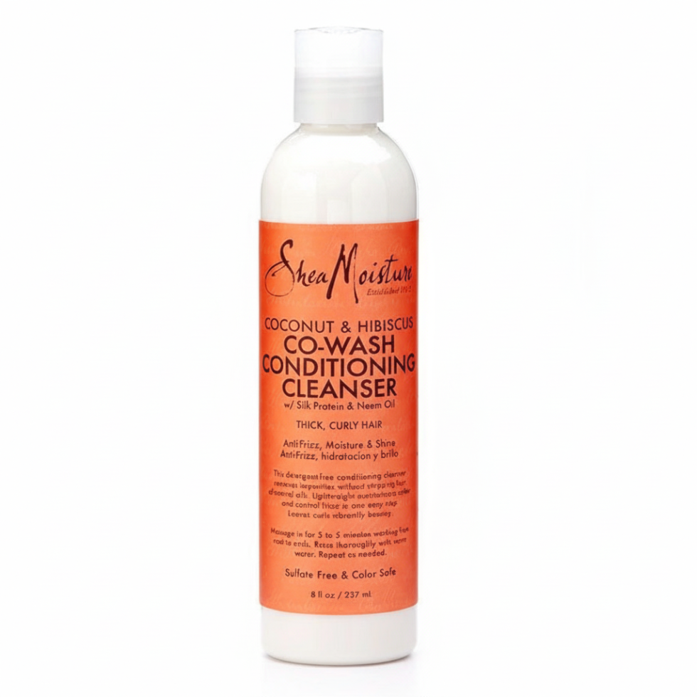 SheaMoisture coconut and hibiscus co wash conditioning cleanser 237ml sulfate free moisturizing cleanser for curly frizzy and dry hair care
