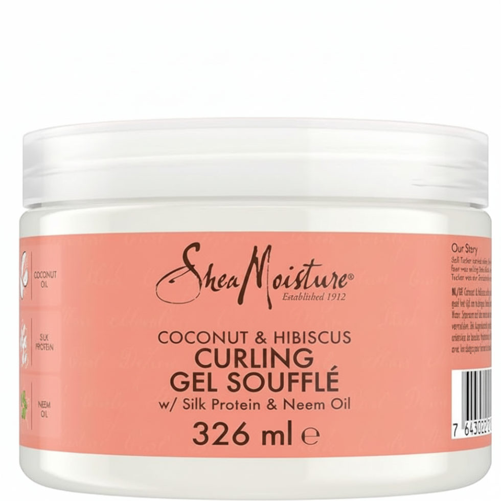 SheaMoisture coconut and hibiscus curling gel soufflé 340g curl defining styling gel for frizz free shiny soft and long lasting defined curls

