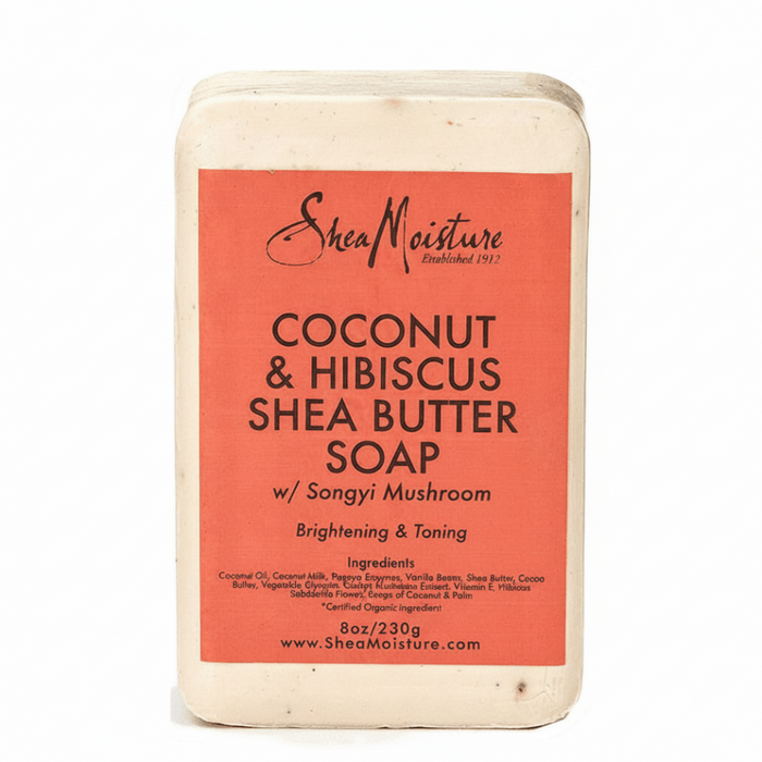 SheaMoisture coconut and hibiscus shea butter soap 8oz hydrating natural cleansing bar for soft smooth glowing and nourished skin
