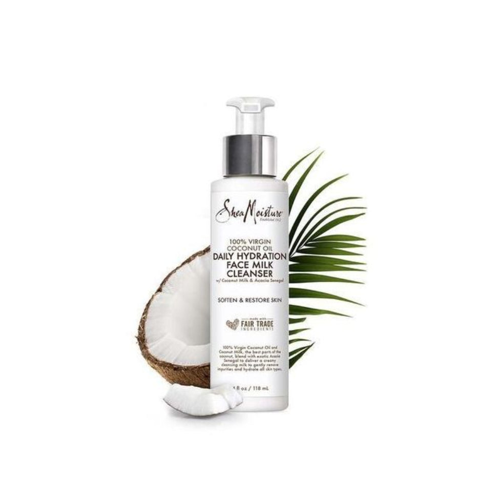 sheamoisture virgin coconut oil face milk cleanser gentle hydrating daily skincare soft smooth glowing skin 3.8oz