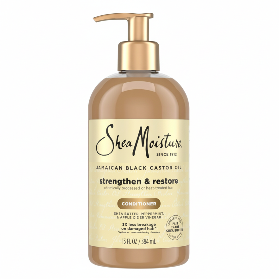 SheaMoisture Jamaican Black Castor Oil strengthen and restore conditioner 384ml hydrating detangling conditioner for weak damaged and curly hair repair and strength care
