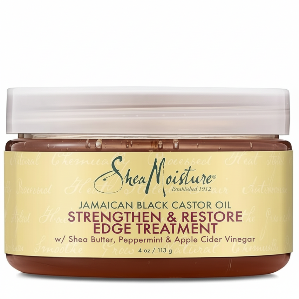 SheaMoisture Jamaican Black Castor Oil strengthen and restore edge treatment 4oz edge control styling gel for smoothing edges frizz control and hairline strengthening care
