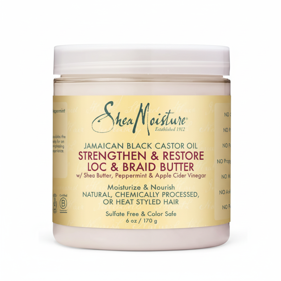 SheaMoisture Jamaican Black Castor Oil loc and braid butter 170g moisturizing hair butter for locs braids twists frizz control and strengthening care
