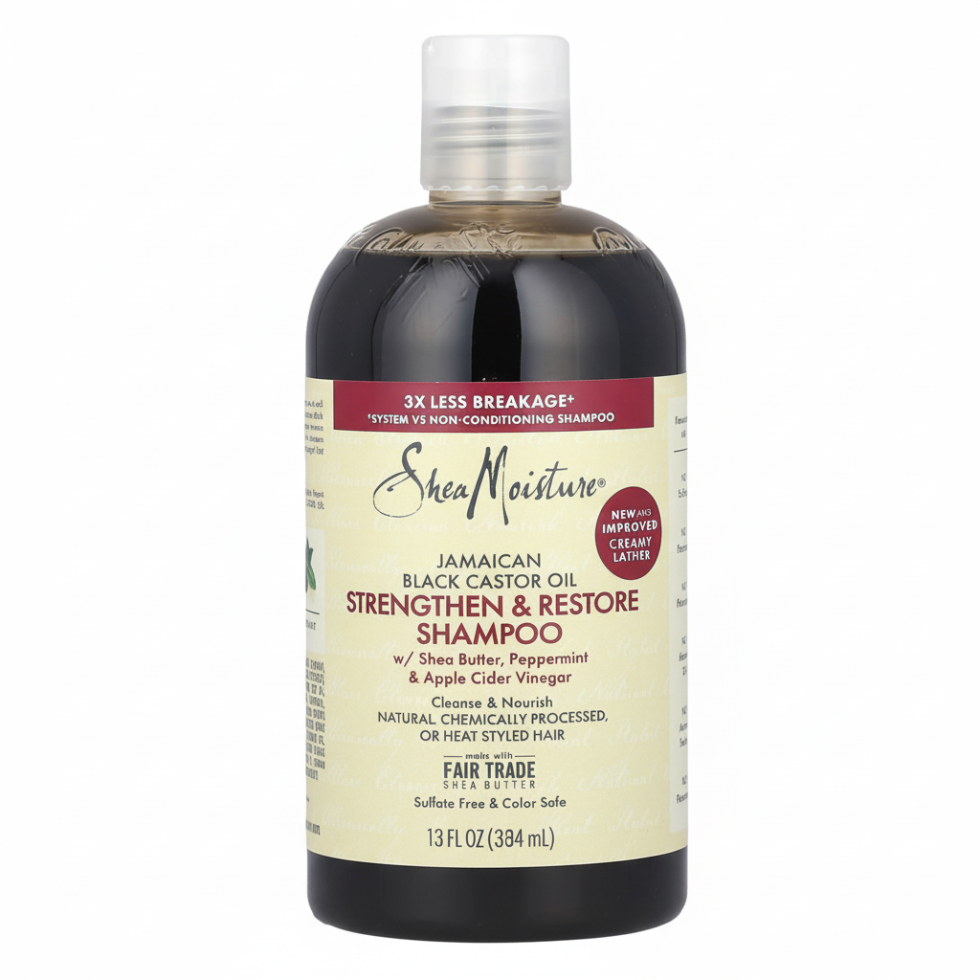 SheaMoisture Jamaican Black Castor Oil strengthen and restore shampoo 384ml sulfate free shampoo for damaged weak and curly hair strengthening and repair care
