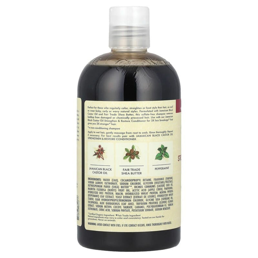 SheaMoisture Jamaican Black Castor Oil strengthen and restore shampoo 384ml sulfate free shampoo for damaged weak and curly hair strengthening and repair care
