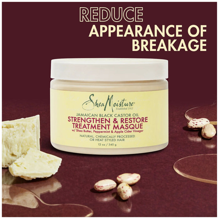 Shea Moisture Masque de traitement à l'huile de ricin noire jamaïcaine pour renforcer et restaurer 12 oz/340 g