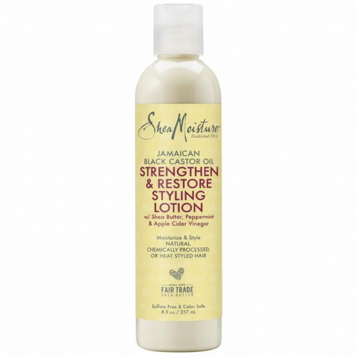 SheaMoisture Jamaican black castor oil strengthening styling lotion 8oz restore hair styling cream for breakage control and defined hairstyles