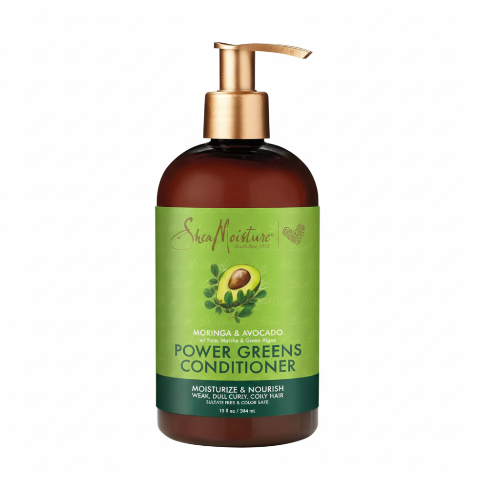 SheaMoisture moringa and avocado power greens shampoo 384ml gentle hydrating cleansing shampoo for nourished soft and healthy hair