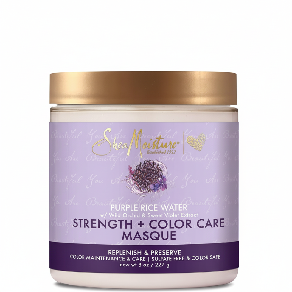 SheaMoisture purple rice water strength and color care masque for hair repair and hydration
