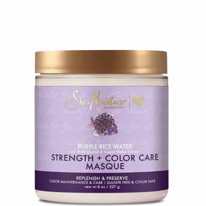 SheaMoisture purple rice water strength and color care masque for hair repair and hydration