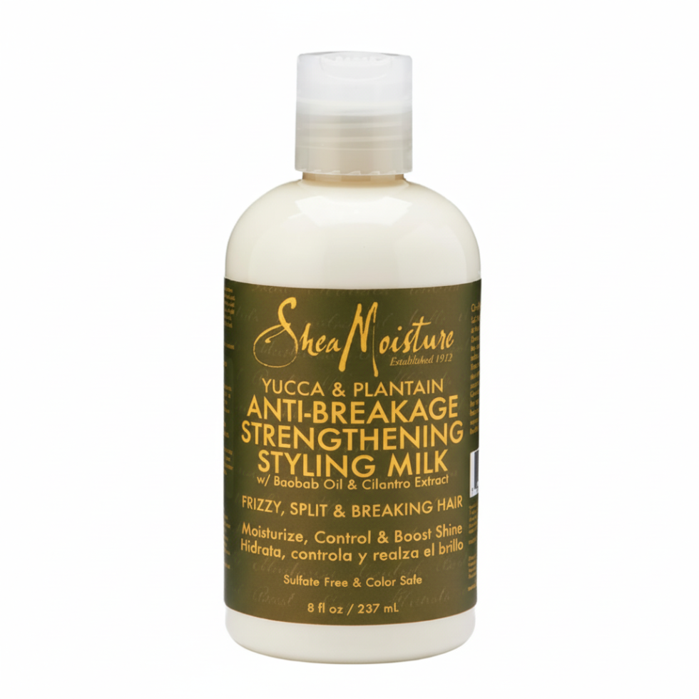 SheaMoisture yucca and plantain anti breakage strengthening styling milk 237ml leave in hair cream for frizz control moisture and hair strengthening
