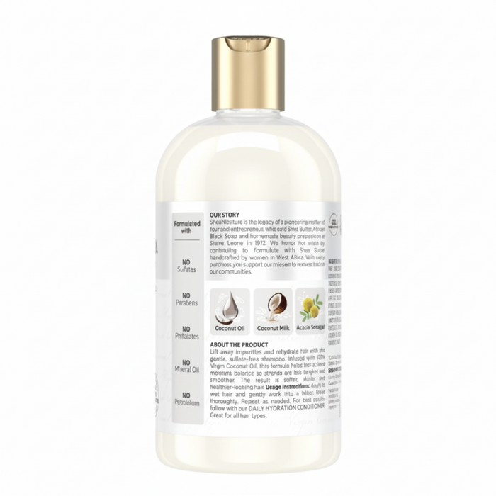 Shea Moisture Shampooing hydratant quotidien 100 % huile de noix de coco vierge 13 oz/384 ml