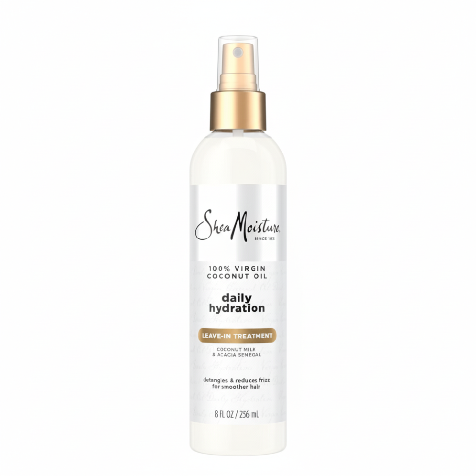 SheaMoisture 100 percent virgin coconut oil leave in treatment 237ml frizz control hydrating detangling hair conditioner for soft and smooth hair
