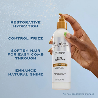 SheaMoisture 100 percent virgin coconut oil leave in treatment 237ml frizz control hydrating detangling hair conditioner for soft and smooth hair
