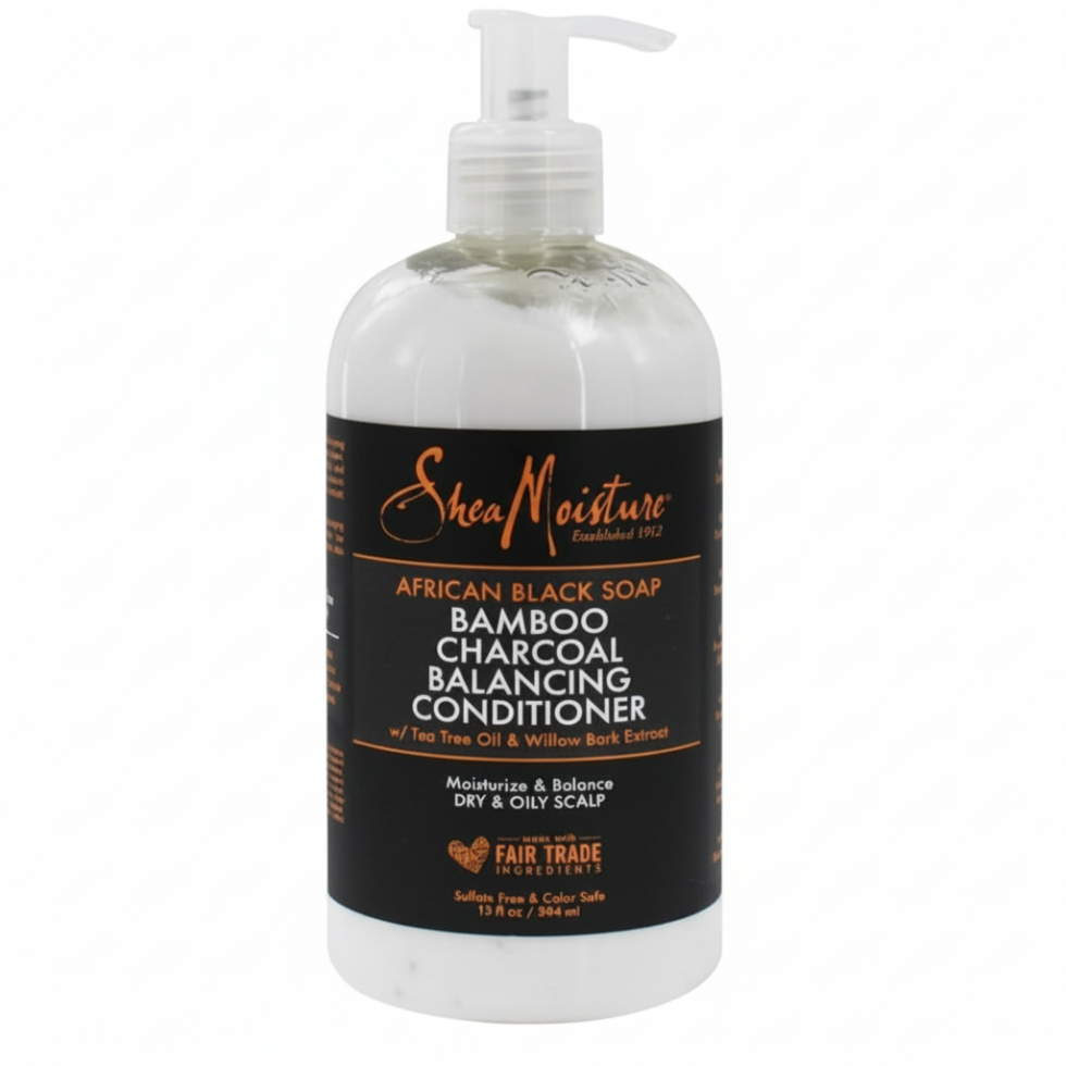 SheaMoisture African black soap bamboo charcoal balancing conditioner 13oz detox and hydrate hair scalp balancing conditioner for clean healthy hair