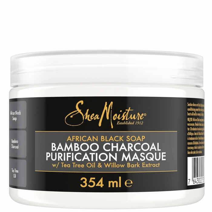 SheaMoisture African Black Soap Bamboo Charcoal Hair Masque 12oz | Detox & Hydrate