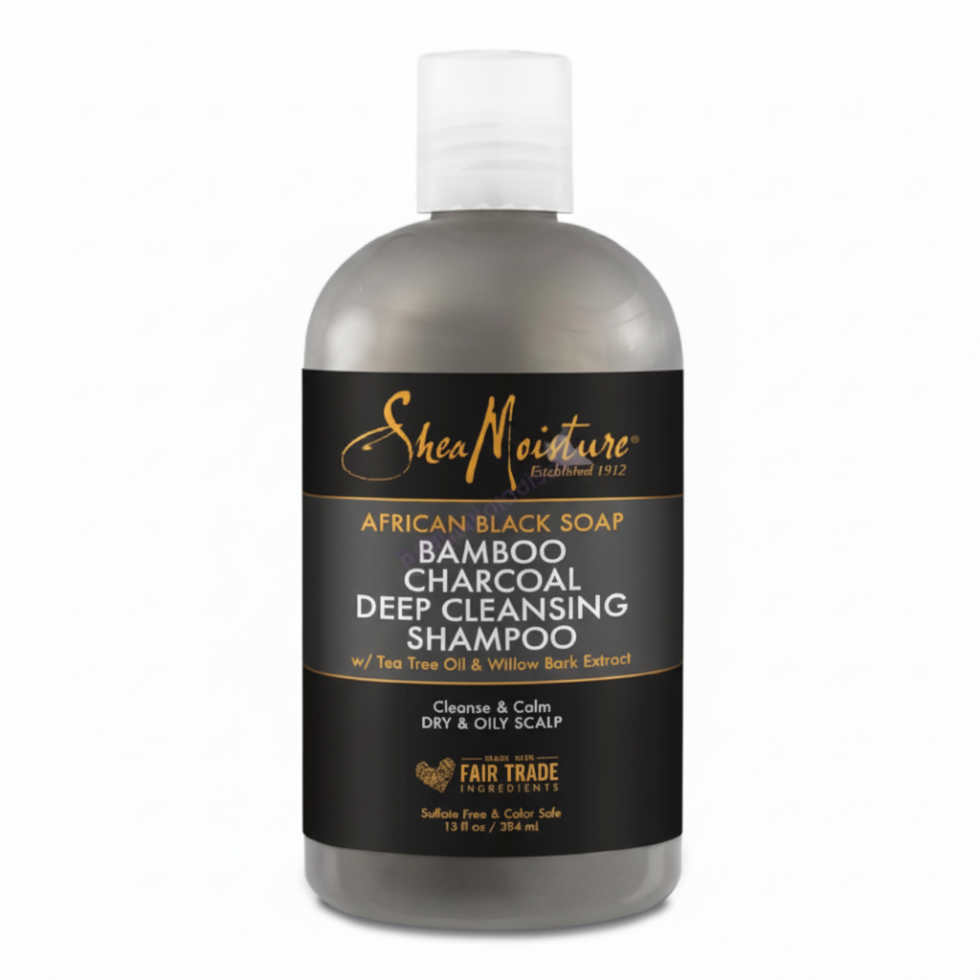 SheaMoisture African black soap bamboo charcoal deep cleansing shampoo 13oz detox scalp cleansing shampoo for buildup removal and healthy hair
